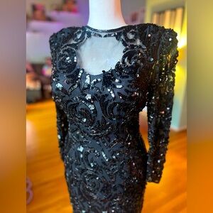 Vintage Sequin Dress Niteline by Della Roufogali 100% Silk sz 8  / 10